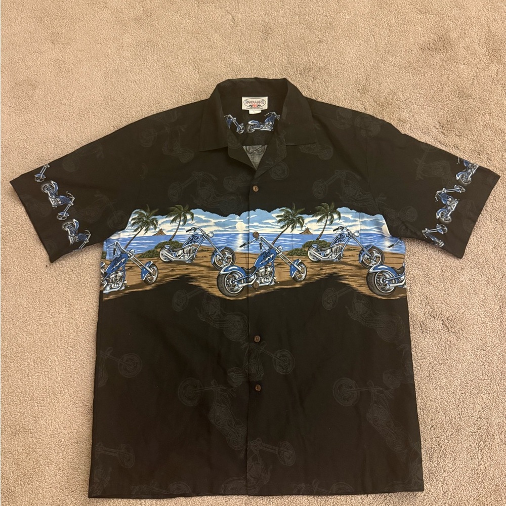 Pacific Legend Aloha Motorcycle Button Up Hawaiian Shirt